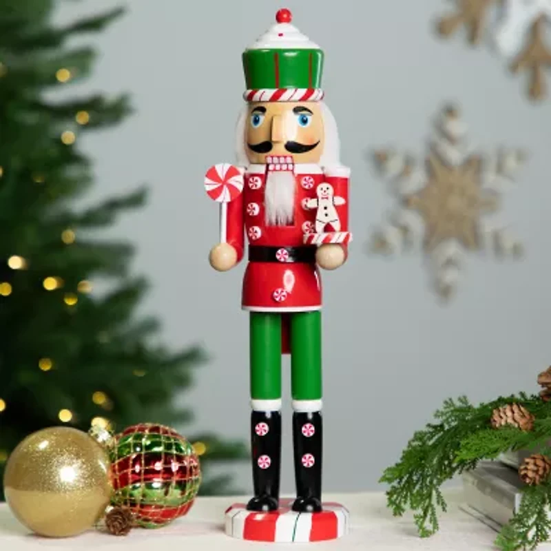 Northlight 15" Peppermint Candy Nutcracker Wood Christmas Nutcracker