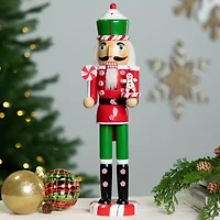 Northlight 15" Peppermint Candy Nutcracker Wood Christmas Nutcracker