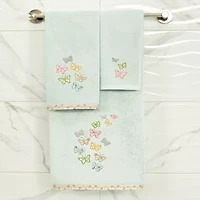 Linum Home Textiles Mariposa 2-pc. Embellished Fingertip Towel