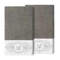 Linum Home Textiles Monica Silver Embellished -pc. Bath Towel Set