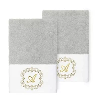 Linum Home Textiles Monica Gold 2-pc. Embellished Hand Towel