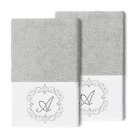 Linum Home Textiles Monica Silver Embellished 2-pc. Hand Towel
