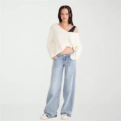 AEROPOSTALE Womens Juniors Mid Rise Loose Fit Jean