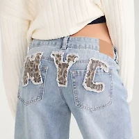 AEROPOSTALE Womens Juniors Mid Rise Loose Fit Jean