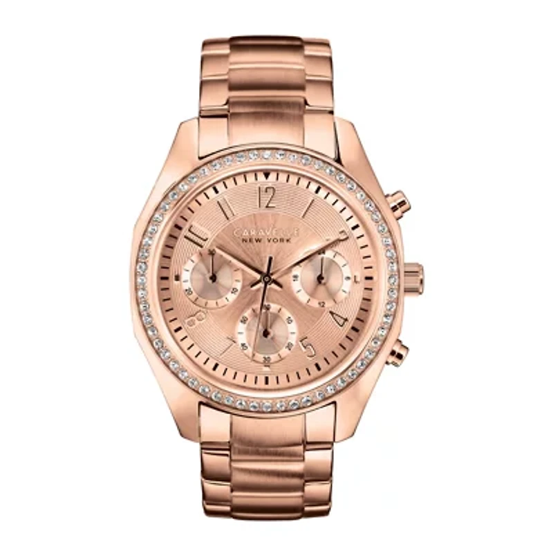 Caravelle New York® Womens Rose-Tone Bracelet Chronograph Watch 44L117