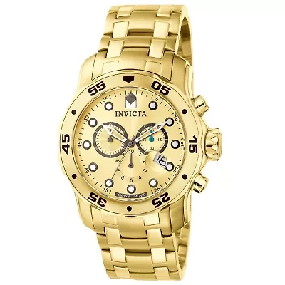 Invicta Mens Gold-Tone Water-Resistant Pro Diver Watch
