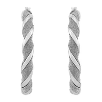 Womens Sterling Silver 40mm Round Hoop Earrings