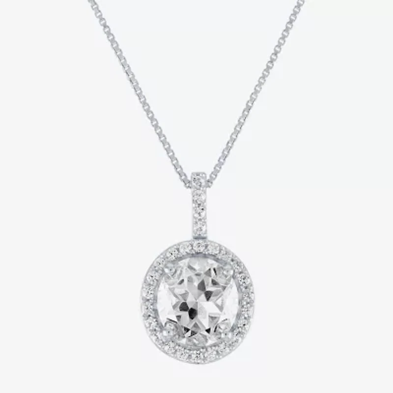 Womens Lab Created Sapphire Sterling Silver Inch Pendant Necklace