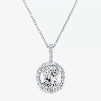 Womens Lab Created White Sapphire Sterling Silver 18 Inch Pendant Necklace