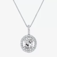 Womens Lab Created Sapphire Sterling Silver Inch Pendant Necklace