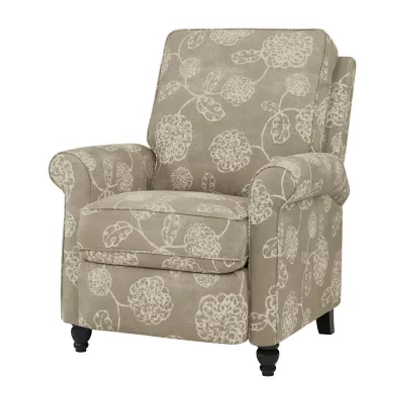 ProLounger Hewitt Transitional Roll-Arm Push Back Recliner in Floral Fabric