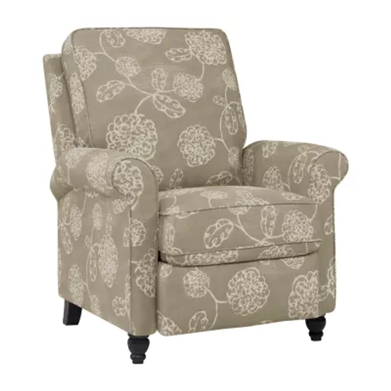 ProLounger Hewitt Transitional Roll-Arm Push Back Recliner in Floral Fabric