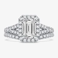Signature By Modern Bride (H-I / Si1-Si2) Womens 1 3/8 CT. T.W. Lab Grown White Diamond 10K Gold Side Stone Halo Bridal Set