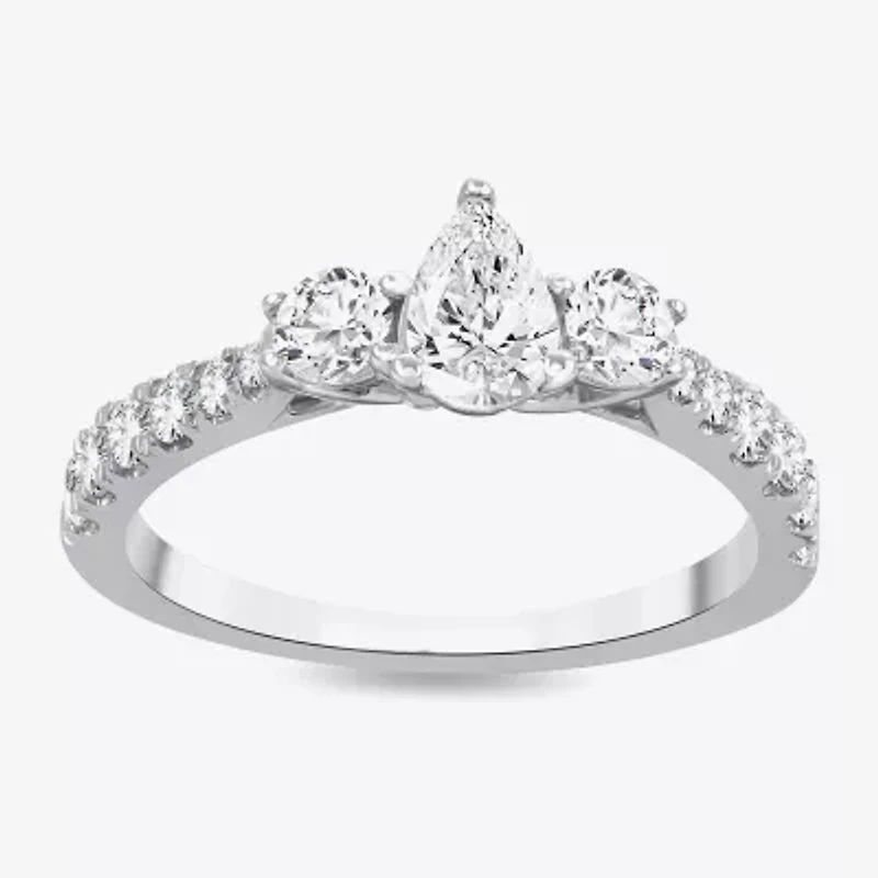 Love Lives Forever (H-I / Si1-Si2) Womens CT. T.W. Lab Grown White Diamond 10K Gold Pear 3-Stone Engagement Ring