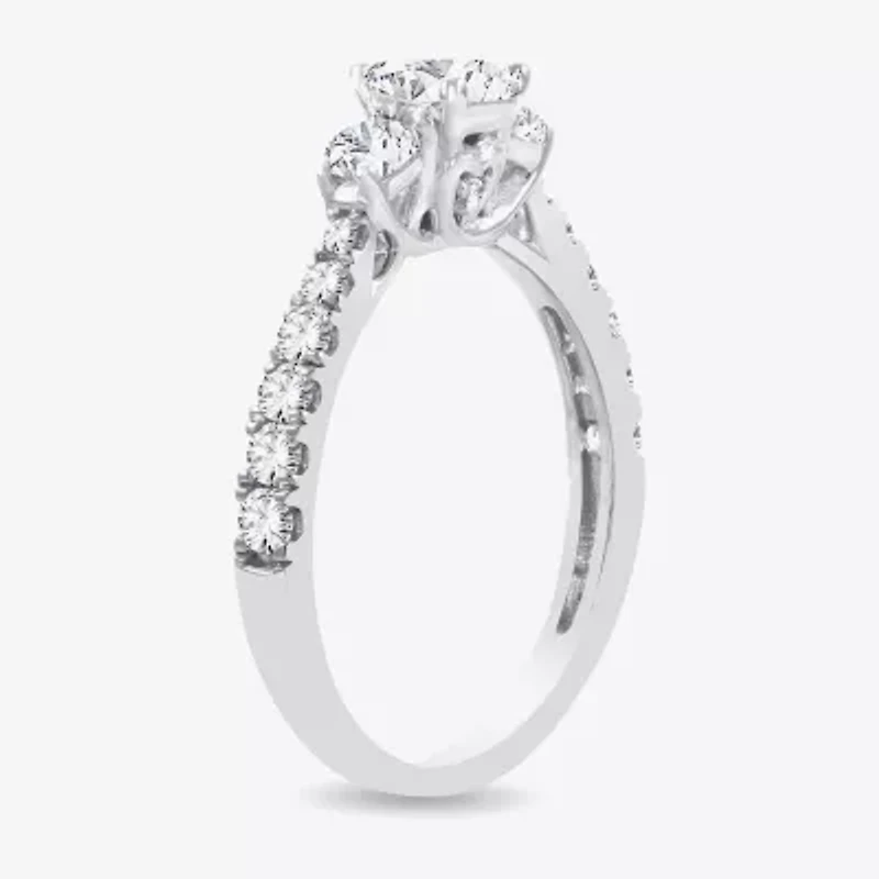 Love Lives Forever (H-I / Si1-Si2) Womens CT. T.W. Lab Grown White Diamond 10K Gold Pear 3-Stone Engagement Ring