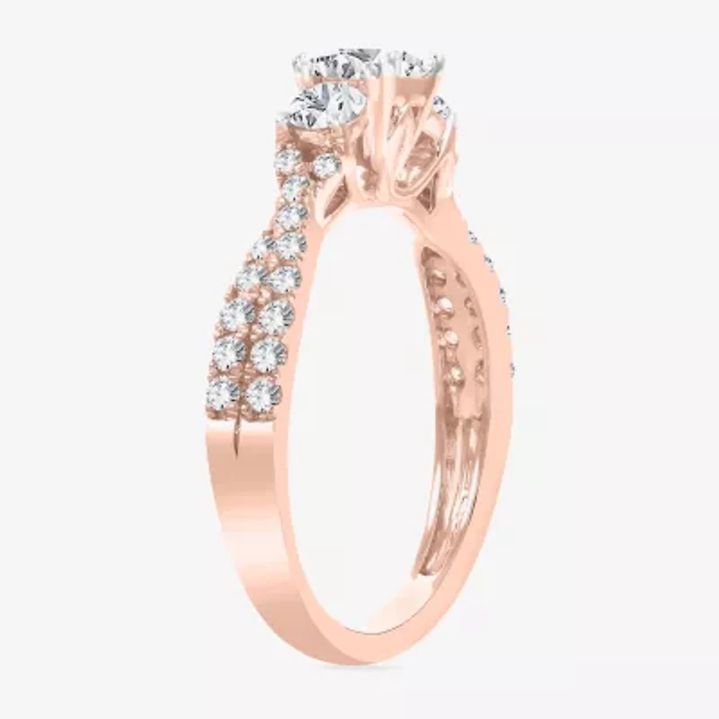 Love Lives Forever (H-I / Si1-Si2) Womens CT. T.W. Lab Grown White Diamond 10K Gold 3-Stone Engagement Ring