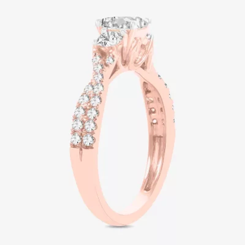 Love Lives Forever (H-I / Si1-Si2) Womens CT. T.W. Lab Grown White Diamond 10K Gold 3-Stone Engagement Ring