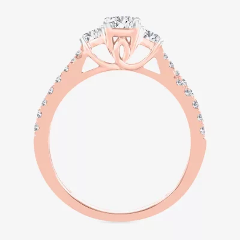 Love Lives Forever (H-I / Si1-Si2) Womens CT. T.W. Lab Grown White Diamond 10K Gold 3-Stone Engagement Ring