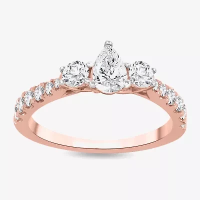 Love Lives Forever (H-I / Si1-Si2) Womens CT. T.W. Lab Grown White Diamond 10K Gold Pear 3-Stone Engagement Ring