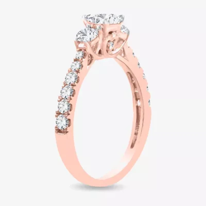 Love Lives Forever (H-I / Si1-Si2) Womens CT. T.W. Lab Grown White Diamond 10K Gold Pear 3-Stone Engagement Ring