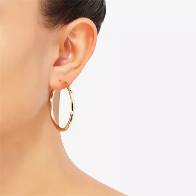 Womens 14K Gold 40mm Round Hoop Earrings