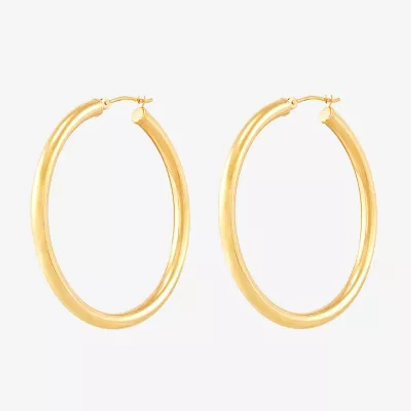 Womens 14K Gold 40mm Round Hoop Earrings