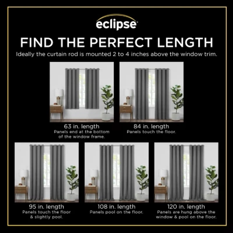 Eclipse Kids Bow Rod Pocket Blackout Single Curtain Panel