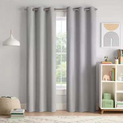 Eclipse Kids Chambray Grommet Top Blackout Single Curtain Panel