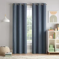 Eclipse Kids Chambray Grommet Top Blackout Single Curtain Panel