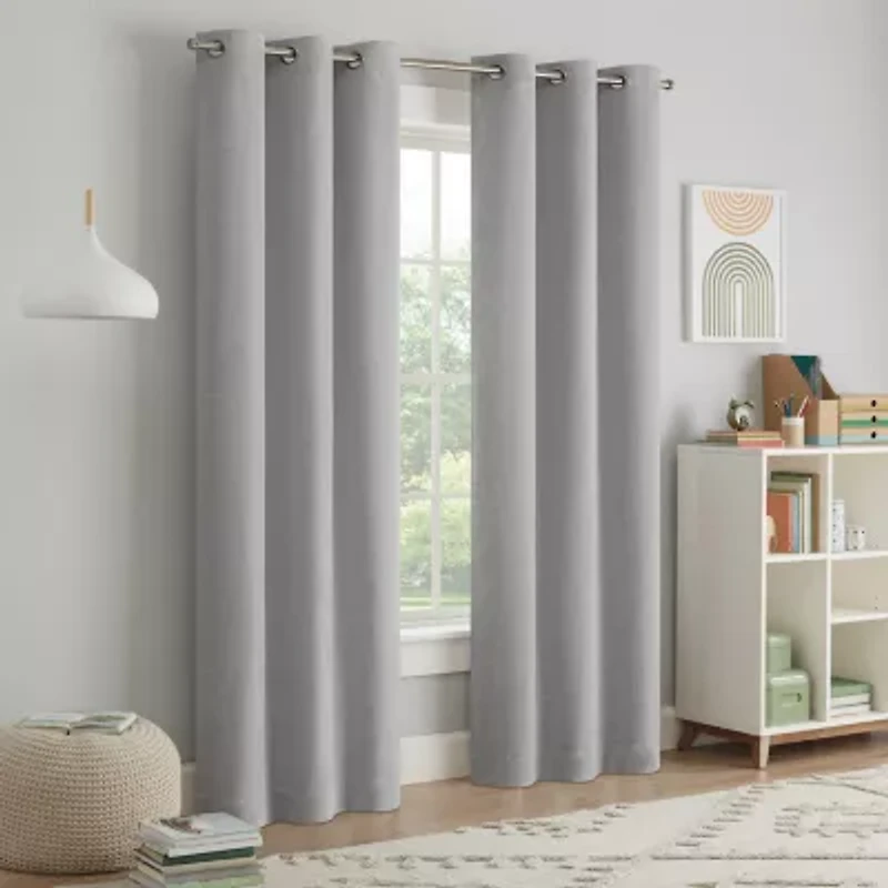 Eclipse Kids Chambray Grommet Top Blackout Single Curtain Panel