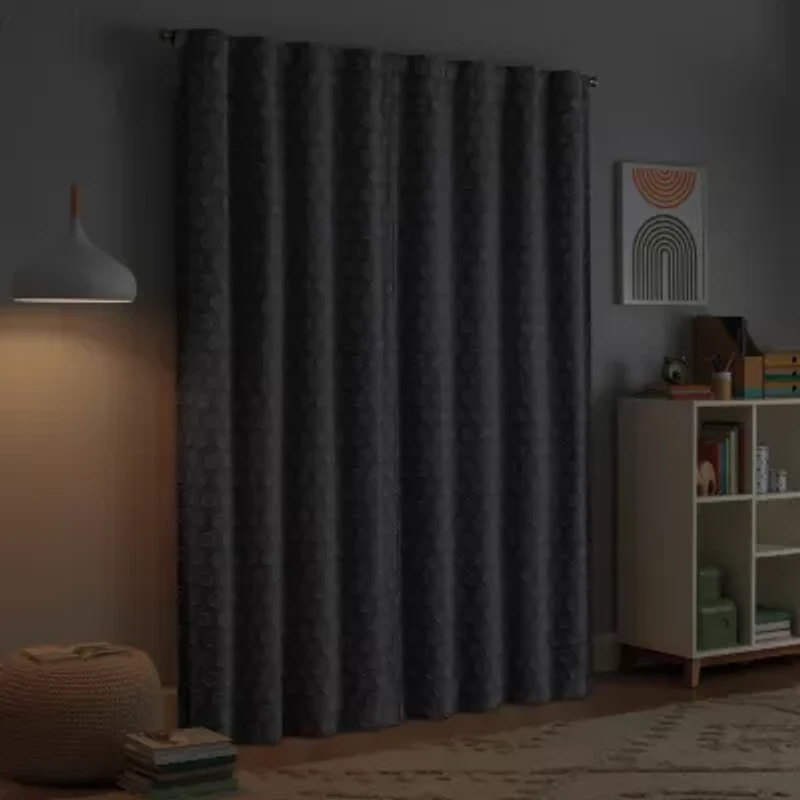 Eclipse Kids Dot Clip Rod Pocket Blackout Single Curtain Panel