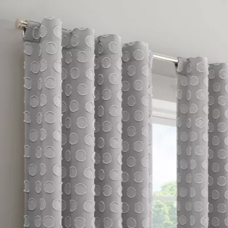 Eclipse Kids Dot Clip Rod Pocket Blackout Single Curtain Panel