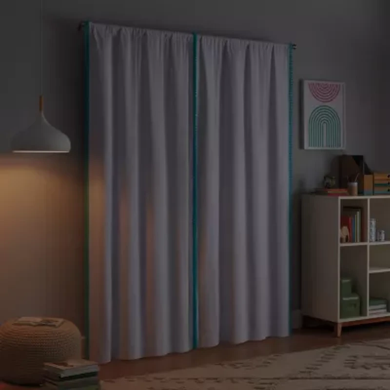 Eclipse Kids Tassel Rod Pocket Blackout Single Curtain Panel