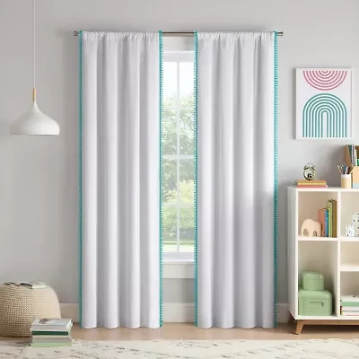Eclipse Kids Tassel Rod Pocket Blackout Single Curtain Panel