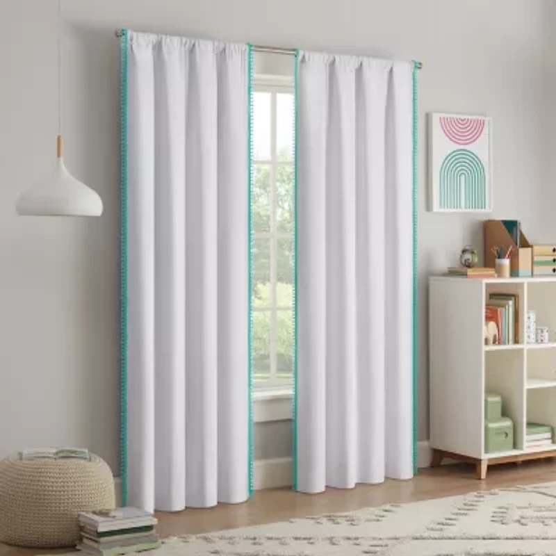 Eclipse Kids Tassel Rod Pocket Blackout Single Curtain Panel