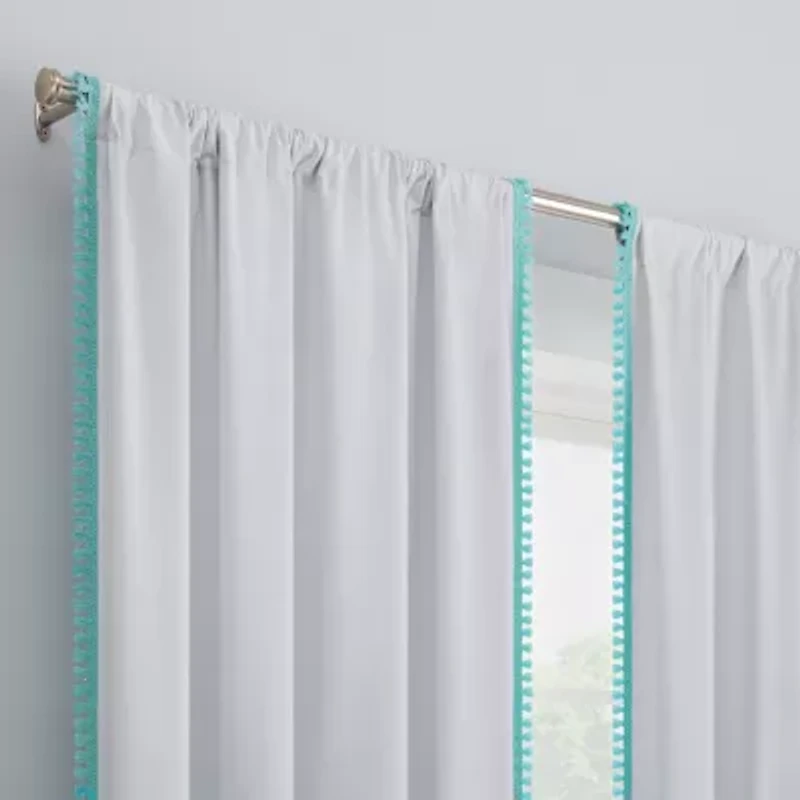 Eclipse Kids Tassel Rod Pocket Blackout Single Curtain Panel