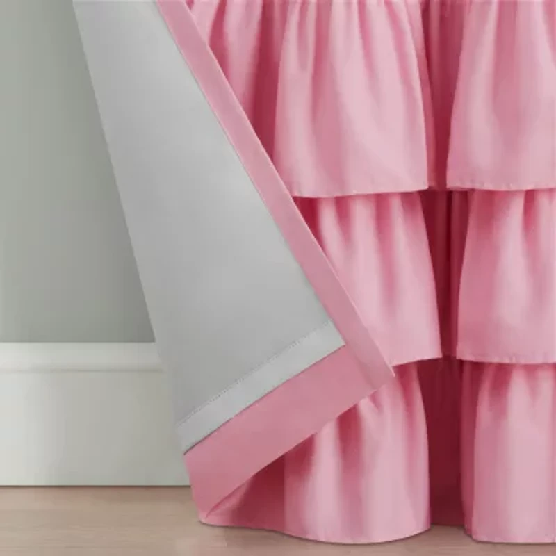 Eclipse Kids Tiered Ruffle Rod Pocket Blackout Single Curtain Panel