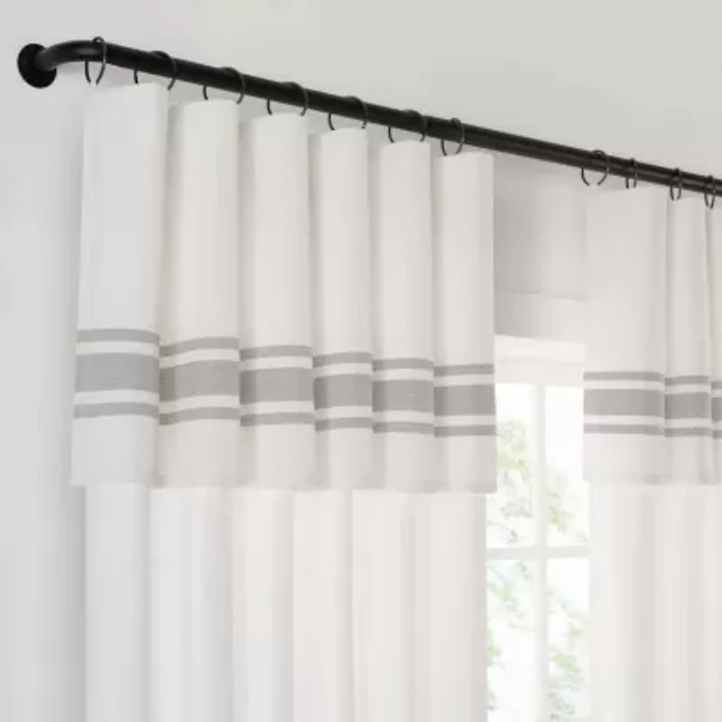 Mercantile Drop Cloth Stripe Ring Top Light-Filtering Single Curtain Panel
