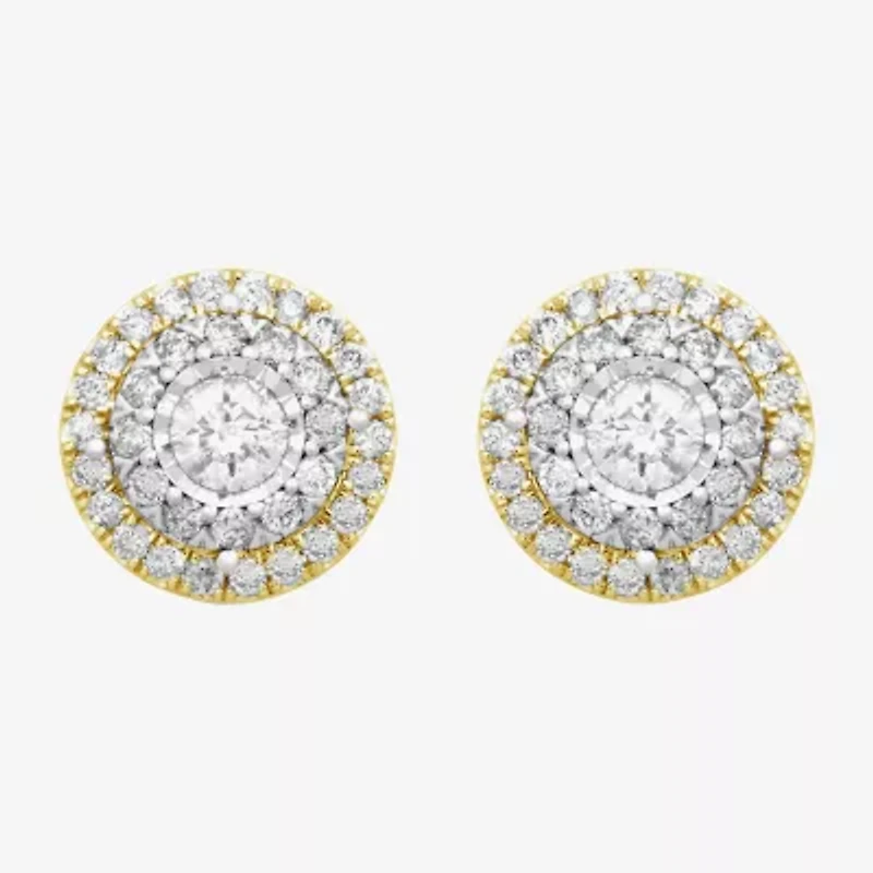 Diamond Blossom (H / I1) 1 CT. T.W. Lab Grown White Diamond 10K Gold 10.6mm Round Stud Earrings