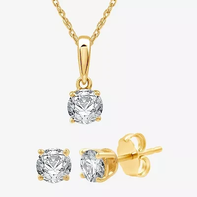Ever Star (G / SI1-SI2) 1 CT. T.W. Lab Grown White Diamond 10K Gold Round 2-pc. Jewelry Set