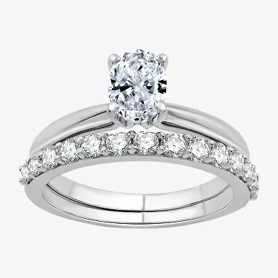 I Said Yes (H-I / I1) Womens 1 CT. T.W. Lab Grown White Diamond Sterling Silver Oval Solitaire Bridal Set