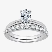 I Said Yes (H-I / I1) Womens 1 CT. T.W. Lab Grown White Diamond Sterling Silver Oval Solitaire Bridal Set