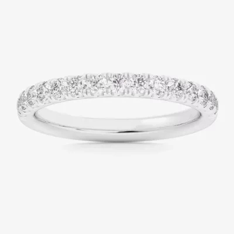 Signature By Modern Bride (Si1-Si2/H-I) Womens 2MM 1/2 CT. T.W. Lab Grown White Diamond 14K Gold Wedding Band