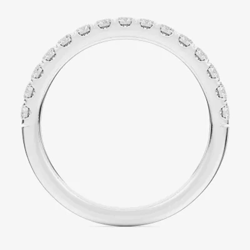 Signature By Modern Bride (Si1-Si2/H-I) Womens 2MM 1/2 CT. T.W. Lab Grown White Diamond 14K Gold Wedding Band