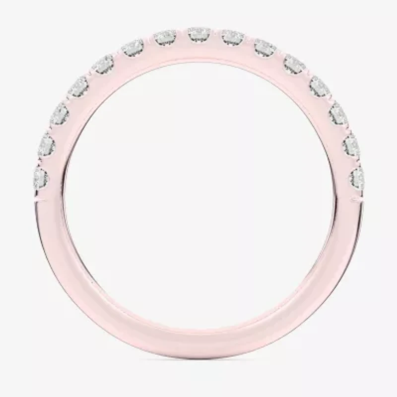 Signature By Modern Bride (Si1-Si2/H-I) Womens 2MM 1/2 CT. T.W. Lab Grown White Diamond 14K Gold Wedding Band