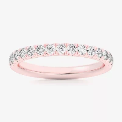 Signature By Modern Bride (Si1-Si2/H-I) Womens 2MM 1/2 CT. T.W. Lab Grown White Diamond 14K Gold Wedding Band