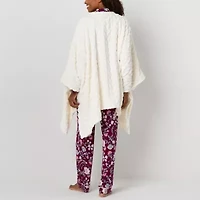 Liz Claiborne Poncho Womens Fleece Long Sleeve Mid Length Robe