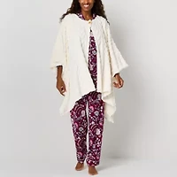 Liz Claiborne Poncho Womens Fleece Long Sleeve Mid Length Robe