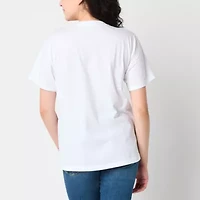 Mickey And Minnie Vail Boyfriend Tee Womens Crew Neck Short Sleeve Loose Fit Mouse Juniors Graphic T-Shirt