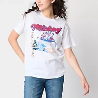 Mickey And Minnie Vail Boyfriend Tee Womens Crew Neck Short Sleeve Loose Fit Mouse Juniors Graphic T-Shirt